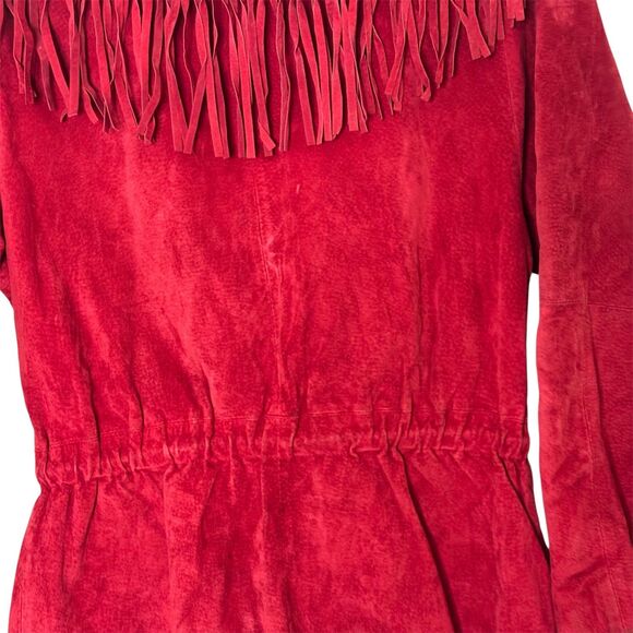 Scully Suede Fringe Jacket Blazer Womens Leather Pockets Red 8 bv - Picture 6 of 10